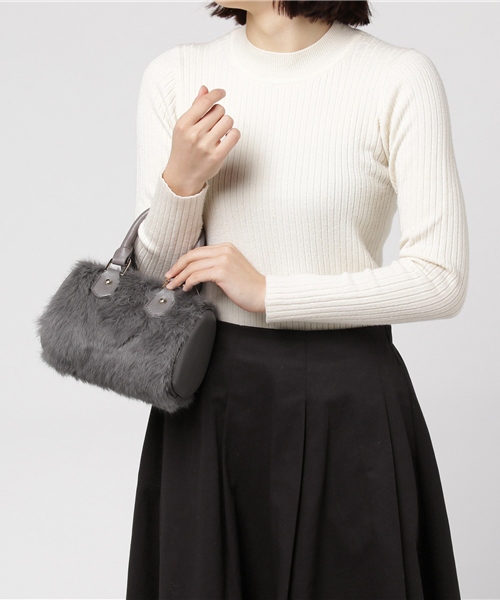 PLAIN CLOTHING（プレーンクロージング）の「ファーハンドバッグ【PLAIN CLOTHING】（ショルダーバッグ・レディース・ブラック/ボルドー/グレー・FREE）」の7枚目の写真
