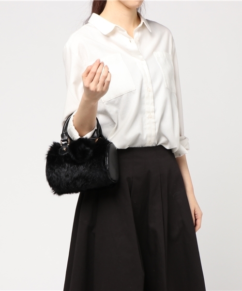 PLAIN CLOTHING（プレーンクロージング）の「ファーハンドバッグ【PLAIN CLOTHING】（ショルダーバッグ・レディース・ブラック/ボルドー/グレー・FREE）」の8枚目の写真