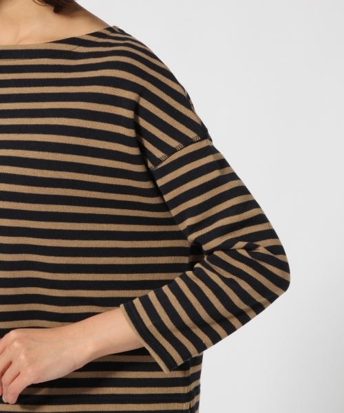 GLOBAL WORK（グローバルワーク）の「Wフェイスボーダープルオーバー長袖2/743479（Tシャツ/カットソー・レディース・ネイビー/ワインレッド/ホワイト/ダークブラウン・LARGE/SMALL/MEDIUM）」の8枚目の写真