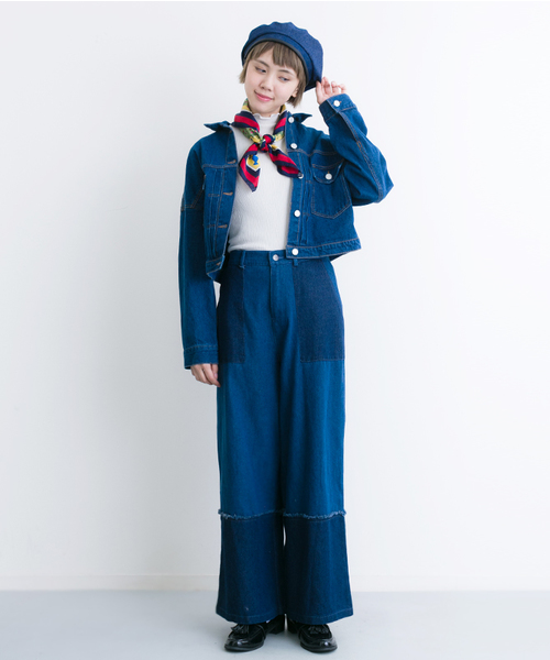 MERLOT(メルロー)の「ゆるGジャン500-1591(デニムジャケット・レディース・ライトブルー/ネイビー/ブルー・FREE)」の4枚目の写真