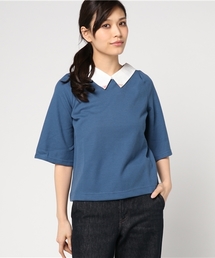 POU DOU DOU | 衿先花切り替えベル袖プルオーバー(Tシャツ/カットソー)