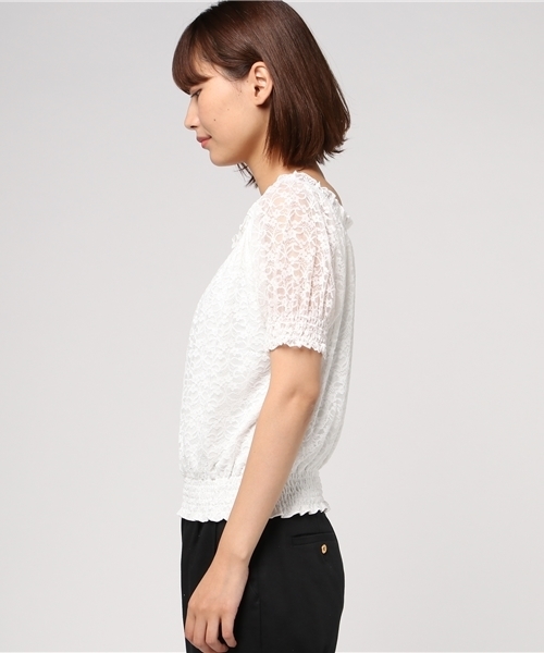 Honeys（ハニーズ）の「総レースプルオーバー（Tシャツ/カットソー・レディース・オフホワイト/ブラック/ピンク・M/L）」の5枚目の写真