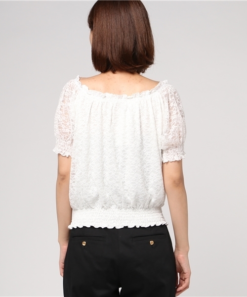 Honeys（ハニーズ）の「総レースプルオーバー（Tシャツ/カットソー・レディース・オフホワイト/ブラック/ピンク・M/L）」の6枚目の写真