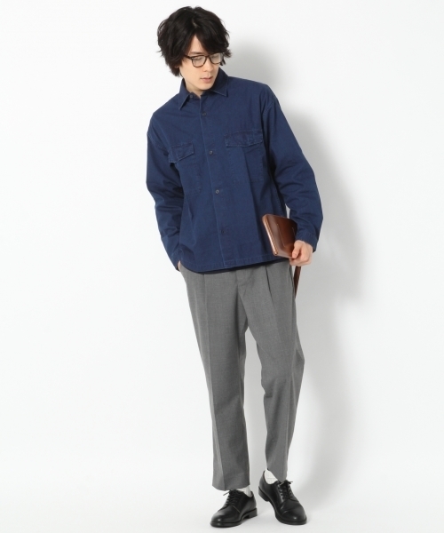 GLOBAL WORK（グローバルワーク）の「ダンガリーワークBIGシャツ/763067（シャツ/ブラウス・メンズ・ダークブラウン/ネイビー/ブルー・SMALL/MEDIUM/LARGE/X-LARGE）」の5枚目の写真