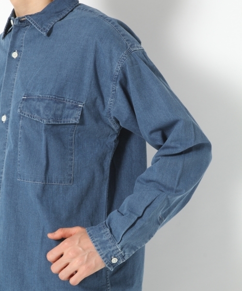GLOBAL WORK（グローバルワーク）の「ダンガリーワークBIGシャツ/763067（シャツ/ブラウス・メンズ・ダークブラウン/ネイビー/ブルー・SMALL/MEDIUM/LARGE/X-LARGE）」の12枚目の写真