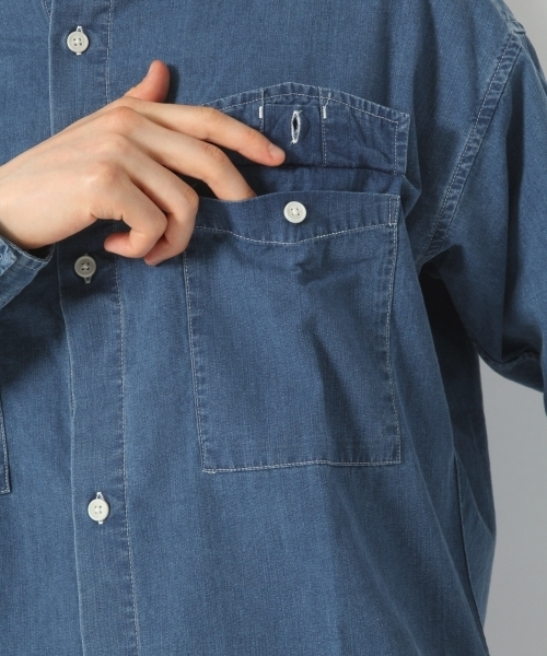 GLOBAL WORK（グローバルワーク）の「ダンガリーワークBIGシャツ/763067（シャツ/ブラウス・メンズ・ダークブラウン/ネイビー/ブルー・SMALL/MEDIUM/LARGE/X-LARGE）」の15枚目の写真