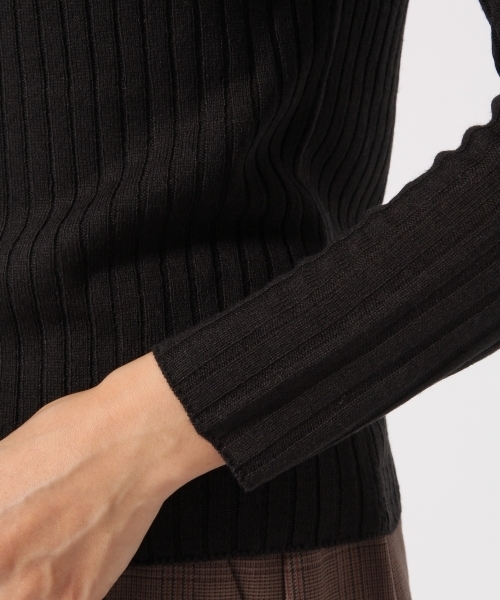 GLOBAL WORK（グローバルワーク）の「ワイドリブハイネックプルオーバー長袖（ニット/セーター・レディース・ホワイト/ブラック/パープル・LARGE/MEDIUM）」の10枚目の写真