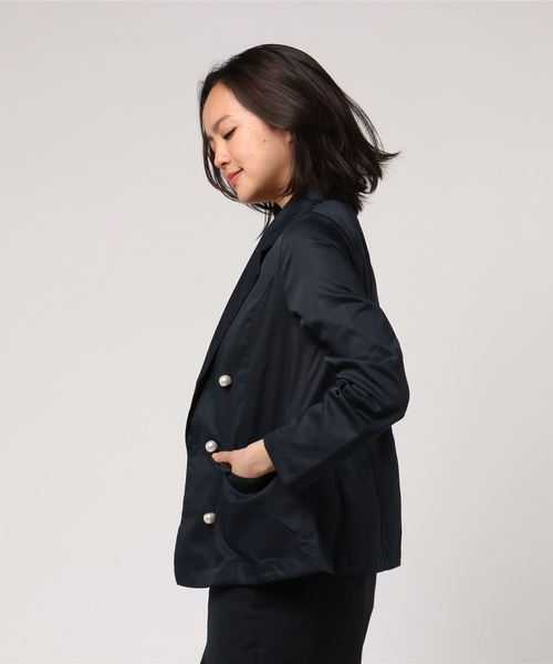 KOBE LETTUCE（コウベレタス）の「パールボタンデザインテーラードジャケット（テーラードジャケット・レディース・ベージュ/グレー/ネイビー・FREE）」の4枚目の写真