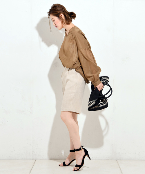 RIVE DROITE（リヴドロワ）の「リネンバミューダパンツ（その他パンツ・レディース・ベージュ/ブラウン・FREE）」の5枚目の写真