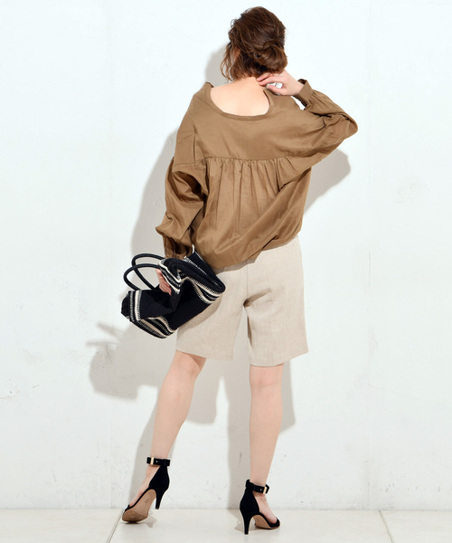 RIVE DROITE（リヴドロワ）の「リネンバミューダパンツ（その他パンツ・レディース・ベージュ/ブラウン・FREE）」の6枚目の写真