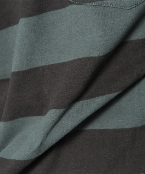 WEGO（ウィゴー）の「WEGO/オーバーダイボーダーTee（Tシャツ/カットソー・メンズ・ブラック/グリーン/レッド・MEDIUM/LARGE）」の5枚目の写真