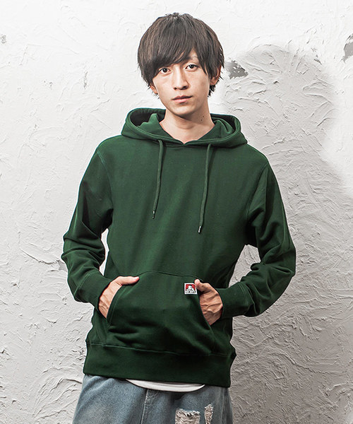 MinoriTY（マイノリティ）の「【BEN DAVIS】メンズ長袖ワンポイントプルパーカー（パーカー・メンズ・ブラック/ホワイト系その他/レッド/ベージュ/イエロー/ダークグリーン/エメラルド/ネイビー/パープル/杢グレー・M/L）」の6枚目の写真