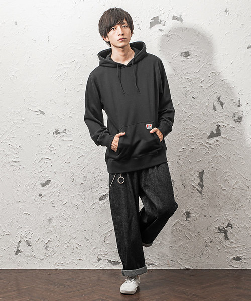 MinoriTY（マイノリティ）の「【BEN DAVIS】メンズ長袖ワンポイントプルパーカー（パーカー・メンズ・ブラック/ホワイト系その他/レッド/ベージュ/イエロー/ダークグリーン/エメラルド/ネイビー/パープル/杢グレー・M/L）」の14枚目の写真