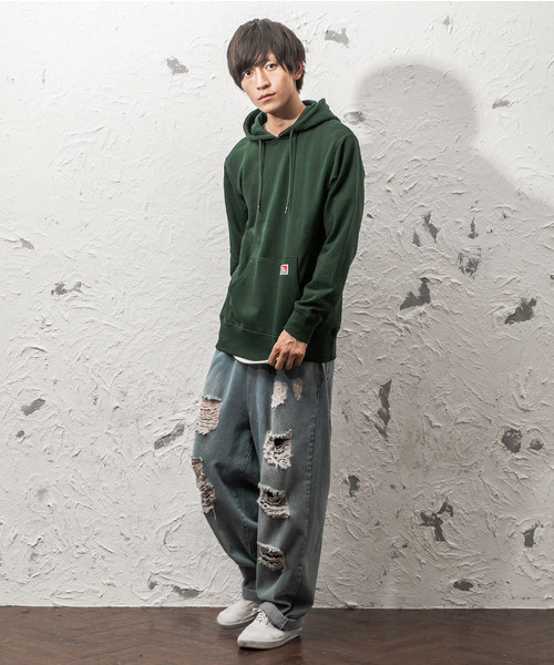 MinoriTY（マイノリティ）の「【BEN DAVIS】メンズ長袖ワンポイントプルパーカー（パーカー・メンズ・ブラック/ホワイト系その他/レッド/ベージュ/イエロー/ダークグリーン/エメラルド/ネイビー/パープル/杢グレー・M/L）」の18枚目の写真