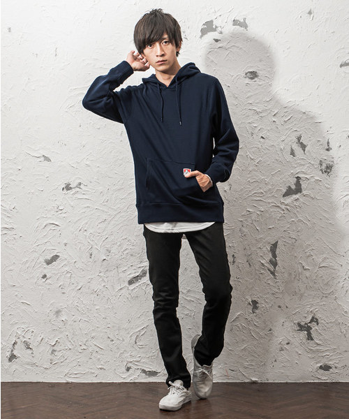 MinoriTY（マイノリティ）の「【BEN DAVIS】メンズ長袖ワンポイントプルパーカー（パーカー・メンズ・ブラック/ホワイト系その他/レッド/ベージュ/イエロー/ダークグリーン/エメラルド/ネイビー/パープル/杢グレー・M/L）」の21枚目の写真