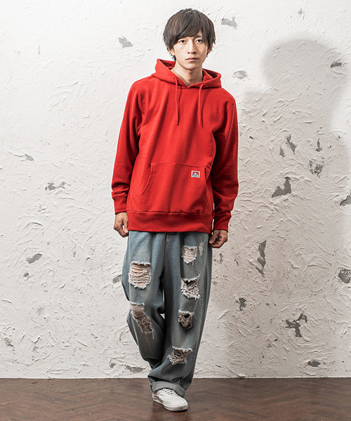 MinoriTY（マイノリティ）の「【BEN DAVIS】メンズ長袖ワンポイントプルパーカー（パーカー・メンズ・ブラック/ホワイト系その他/レッド/ベージュ/イエロー/ダークグリーン/エメラルド/ネイビー/パープル/杢グレー・M/L）」の15枚目の写真