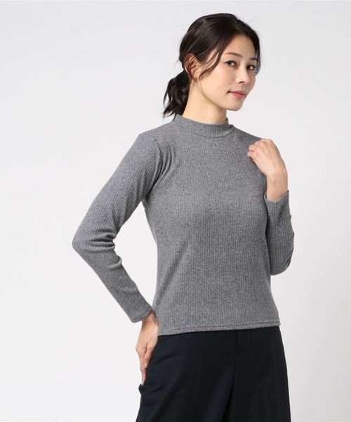 one way(ワンウェイ)の「プチハイネックテレコ起毛CS(Tシャツ/カットソー・レディース・ホワイト/ライトグレー/ブラック/ボルドー・M)」の1枚目の写真