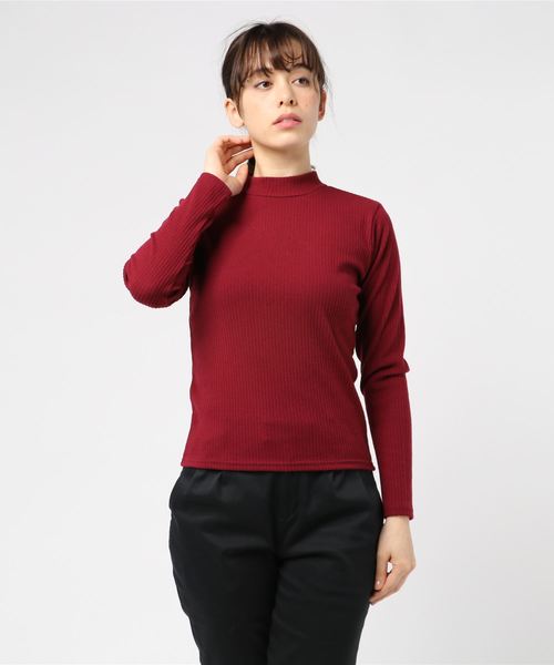 one way(ワンウェイ)の「プチハイネックテレコ起毛CS(Tシャツ/カットソー・レディース・ホワイト/ライトグレー/ブラック/ボルドー・M)」の4枚目の写真