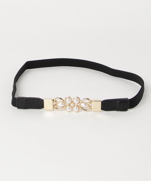 Cupid Heart（キューピッドハート）の「【Cupid Heart】結婚式ベルト フラワーモチーフパールベルト（ベルト・レディース・ブラック・MEDIUM）」の3枚目の写真