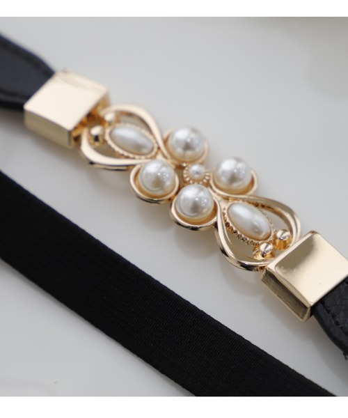 Cupid Heart（キューピッドハート）の「【Cupid Heart】結婚式ベルト フラワーモチーフパールベルト（ベルト・レディース・ブラック・MEDIUM）」の7枚目の写真