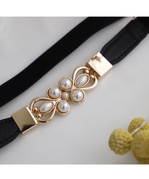 Cupid Heart（キューピッドハート）の「【Cupid Heart】結婚式ベルト フラワーモチーフパールベルト（ベルト・レディース・ブラック・MEDIUM）」の9枚目の写真