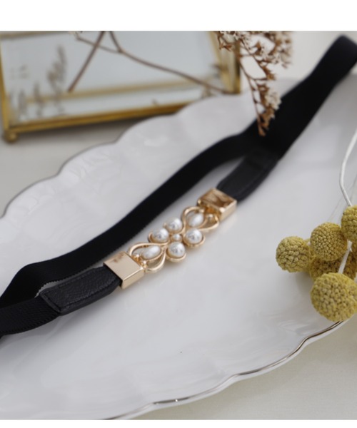 Cupid Heart（キューピッドハート）の「【Cupid Heart】結婚式ベルト フラワーモチーフパールベルト（ベルト・レディース・ブラック・MEDIUM）」の15枚目の写真