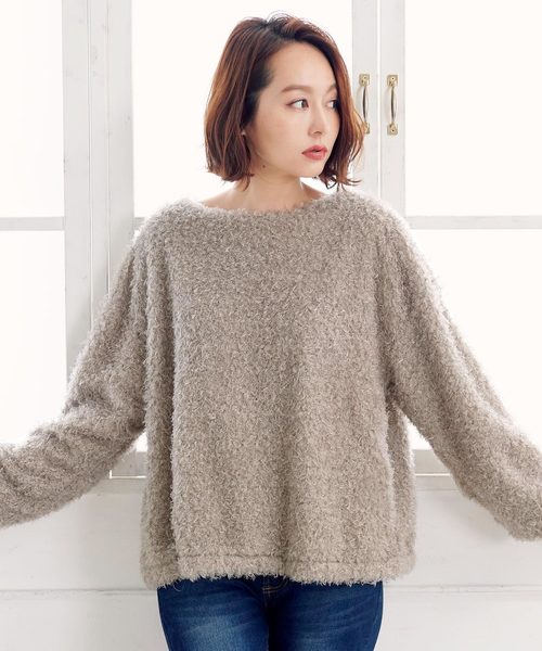 KOBE LETTUCE（コウベレタス）の「プードルボアプルオーバートップス＊レディース[C3537]神戸レタス（その他トップス・レディース・ピンク/ブルー/アイボリー/グレイッシュベージュ・FREE）」の3枚目の写真