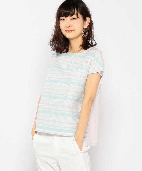 A/C DESIGN BY ALPHA CUBIC（エーシーデザインバイアルファキュービック）の「ボーダーブラウス（シャツ/ブラウス・レディース・イエロー/ネイビー/グリーン・M size/L size）」の2枚目の写真