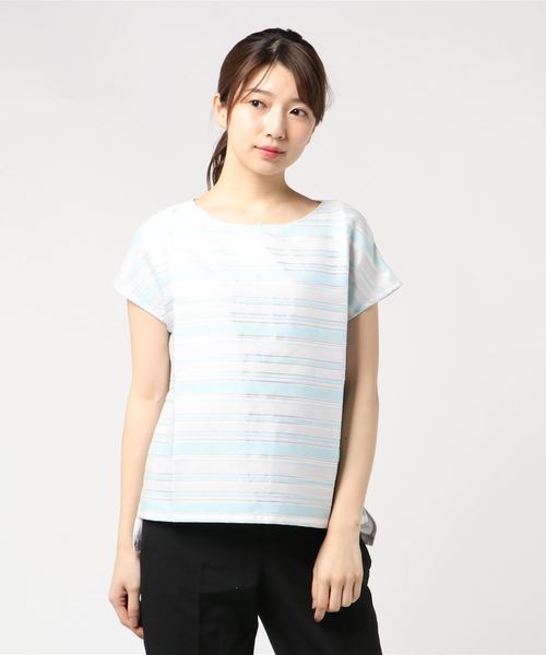 A/C DESIGN BY ALPHA CUBIC（エーシーデザインバイアルファキュービック）の「ボーダーブラウス（シャツ/ブラウス・レディース・イエロー/ネイビー/グリーン・M size/L size）」の10枚目の写真