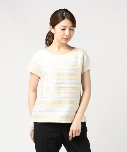 A/C DESIGN BY ALPHA CUBIC（エーシーデザインバイアルファキュービック）の「ボーダーブラウス（シャツ/ブラウス・レディース・イエロー/ネイビー/グリーン・M size/L size）」の19枚目の写真