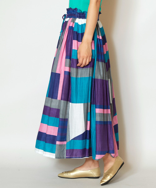 チャイハネ（チャイハネ）の「【チャイハネ】レトロカラーブロックロングスカート（スカート・レディース・グレー/レッド/イエロー・FREE）」の11枚目の写真