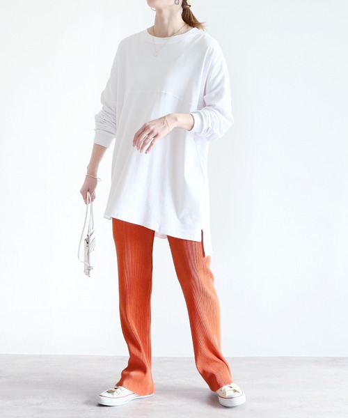 reca（レカ）の「ゆるシルエットテールカットコットンカットソー（Tシャツ/カットソー・レディース・ホワイト/ブラック/杢グレー/ベージュ・ONE SIZE）」の9枚目の写真