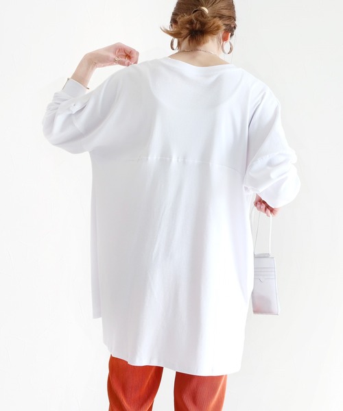 reca（レカ）の「ゆるシルエットテールカットコットンカットソー（Tシャツ/カットソー・レディース・ホワイト/ブラック/杢グレー/ベージュ・ONE SIZE）」の10枚目の写真