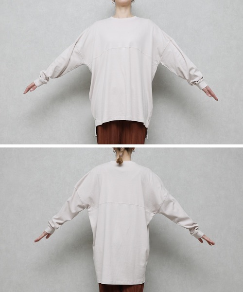 reca（レカ）の「ゆるシルエットテールカットコットンカットソー（Tシャツ/カットソー・レディース・ホワイト/ブラック/杢グレー/ベージュ・ONE SIZE）」の19枚目の写真