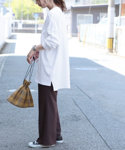 reca（レカ）の「ゆるシルエットテールカットコットンカットソー（Tシャツ/カットソー・レディース・ホワイト/ブラック/杢グレー/ベージュ・ONE SIZE）」の5枚目の写真