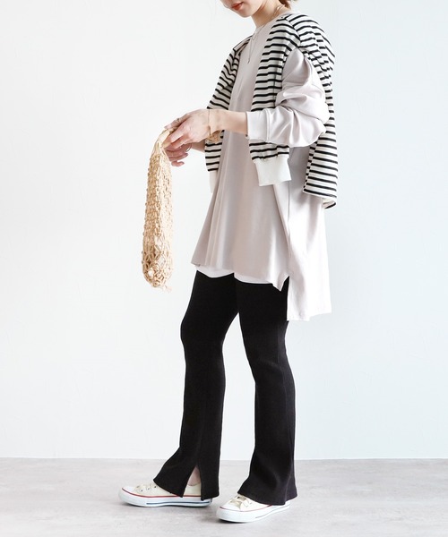 reca（レカ）の「ゆるシルエットテールカットコットンカットソー（Tシャツ/カットソー・レディース・ホワイト/ブラック/杢グレー/ベージュ・ONE SIZE）」の12枚目の写真