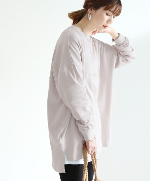 reca（レカ）の「ゆるシルエットテールカットコットンカットソー（Tシャツ/カットソー・レディース・ホワイト/ブラック/杢グレー/ベージュ・ONE SIZE）」の14枚目の写真