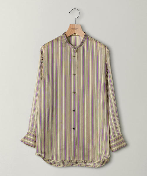 BEAUTY&YOUTH UNITED ARROWS（ビューティーアンドユースユナイテッドアローズ）の「BY シアーストライプバンドカラーシャツ ◆（シャツ/ブラウス・レディース・パープル/レッド・MEDIUM/SMALL）」の8枚目の写真