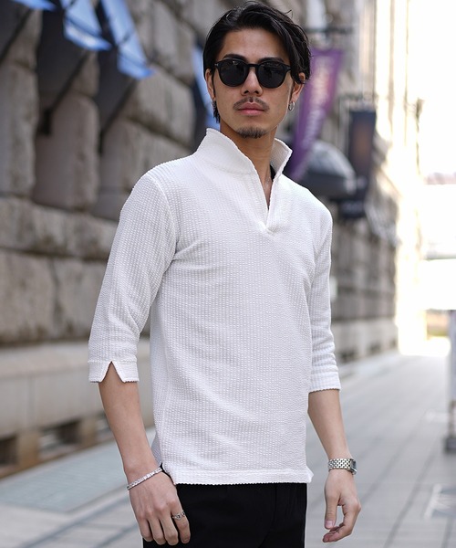 JOKER】半袖＆7分袖イタリアンカラーポロシャツ メンズ シアサッカー