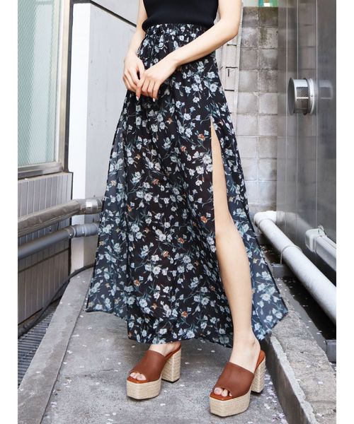 EMODA（エモダ）の「Wスリットシアースカート（スカート・レディース・ブラック/その他/その他1・FREE）」の3枚目の写真