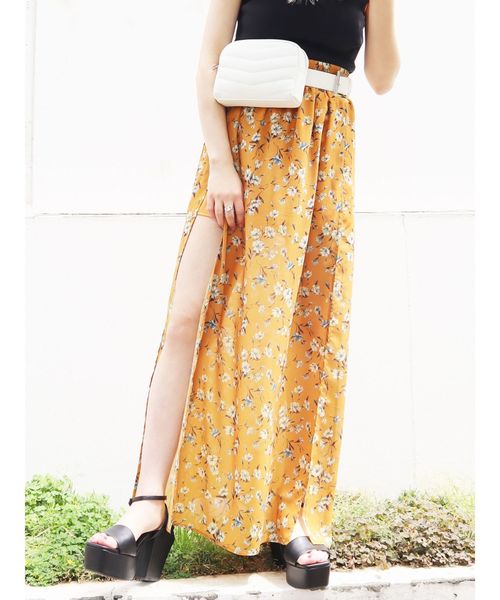 EMODA（エモダ）の「Wスリットシアースカート（スカート・レディース・ブラック/その他/その他1・FREE）」の2枚目の写真