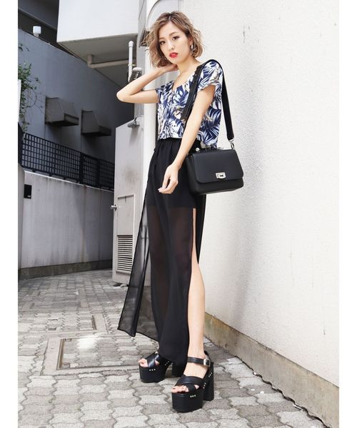 EMODA（エモダ）の「Wスリットシアースカート（スカート・レディース・ブラック/その他/その他1・FREE）」の4枚目の写真