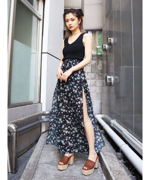 EMODA（エモダ）の「Wスリットシアースカート（スカート・レディース・ブラック/その他/その他1・FREE）」の6枚目の写真