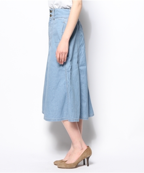 WEGO（ウィゴー）の「WEGO/デニムロングフレアスカート（デニムスカート・レディース・インディゴブルー/ダークインディゴブルー・FREE）」の4枚目の写真