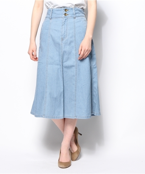 WEGO（ウィゴー）の「WEGO/デニムロングフレアスカート（デニムスカート・レディース・インディゴブルー/ダークインディゴブルー・FREE）」の11枚目の写真