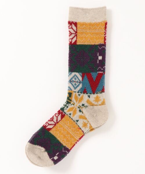 ANONYMOUSISM（アノニマスイズム）の「【AnonymousIsm】マルチパターンJQ/クルー丈ソックス（ソックス/靴下・メンズ・レッド/ダークグリーン/ナチュラル/ネイビー/オートミール/モスグリーン・25cm～27cm/MENS/WOMENS/23cm～25cm/23㎝～25㎝）」の2枚目の写真