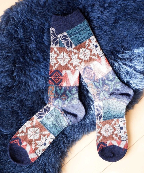 ANONYMOUSISM（アノニマスイズム）の「【AnonymousIsm】マルチパターンJQ/クルー丈ソックス（ソックス/靴下・メンズ・レッド/ダークグリーン/ナチュラル/ネイビー/オートミール/モスグリーン・25cm～27cm/MENS/WOMENS/23cm～25cm/23㎝～25㎝）」の6枚目の写真