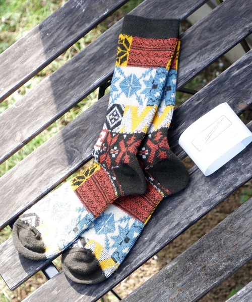 ANONYMOUSISM（アノニマスイズム）の「【AnonymousIsm】マルチパターンJQ/クルー丈ソックス（ソックス/靴下・メンズ・レッド/ダークグリーン/ナチュラル/ネイビー/オートミール/モスグリーン・25cm～27cm/MENS/WOMENS/23cm～25cm/23㎝～25㎝）」の4枚目の写真