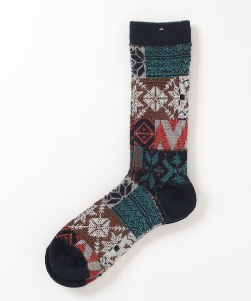 ANONYMOUSISM（アノニマスイズム）の「【AnonymousIsm】マルチパターンJQ/クルー丈ソックス（ソックス/靴下・メンズ・レッド/ダークグリーン/ナチュラル/ネイビー/オートミール/モスグリーン・25cm～27cm/MENS/WOMENS/23cm～25cm/23㎝～25㎝）」の9枚目の写真