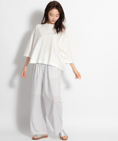 niko and...（ニコアンド）の「コーマＣ裾ノットビッグプルオーバー（Tシャツ/カットソー・レディース・オフホワイト/ライトグリーン/ブラック・MEDIUM/LARGE）」の6枚目の写真